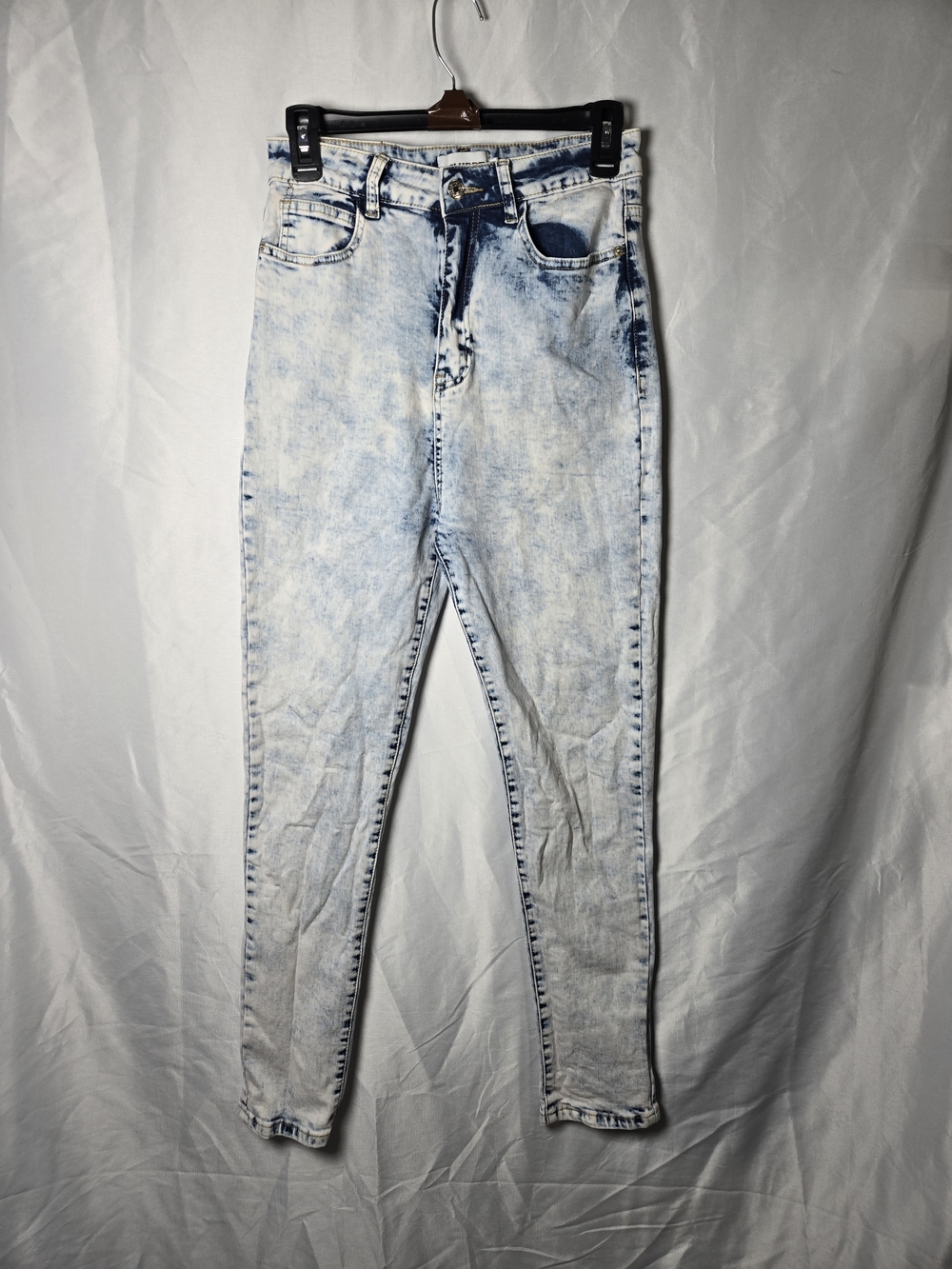 High-Rise Light Blue Acid Wash Jeans for Women